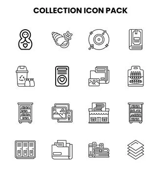 Collection Line Collection Icons Pack Illustrazione stock