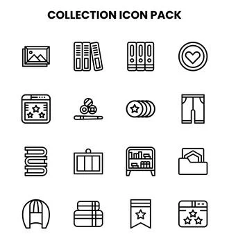 Collection Line Collection Icons Pack Stock Illustration