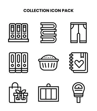Collection Line Design Icons Pack 库存插图