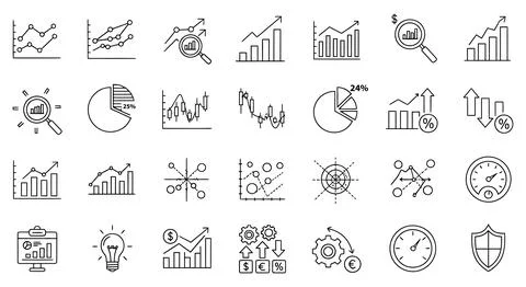 A collection of line icons for statistics. Stock Illustration