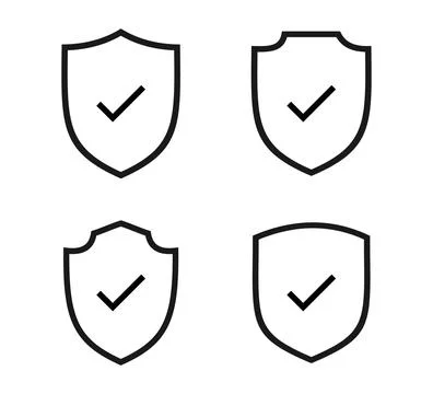 Collection of Line Shields with Checkmarks Stock Illustration