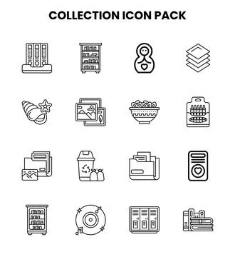 Collection Line UI Icons Pack Stock Illustration
