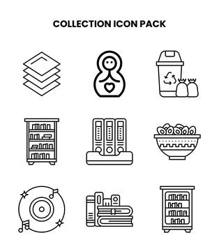 Collection Line UI Icons Pack Stock Illustration