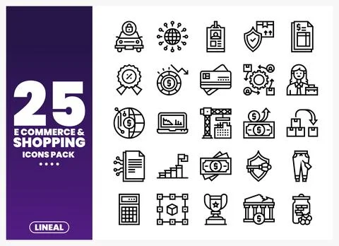 A collection of lineal e-commerce and shopping icons for business. 스톡 일러스트