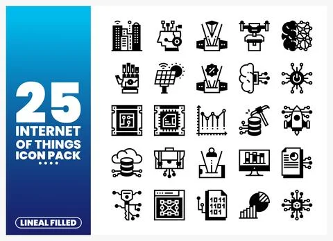 Collection of lineal filled Internet of Things icons showing technological .. Stockillustratie