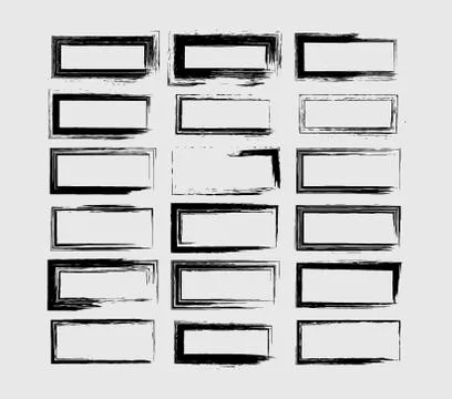 Collection of linear empty borders.  Black rectangle grunge frames. Vector il Stock Illustration