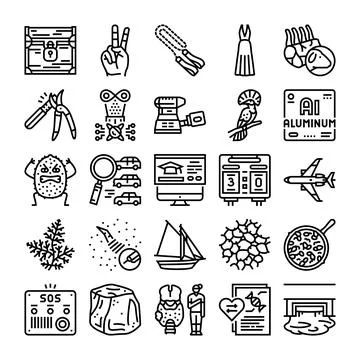 Collection of linear icons exploring various concepts 스톡 일러스트