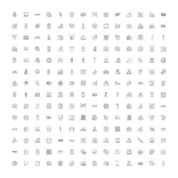 Collection of linear icons for infographic elements Stock Illustration