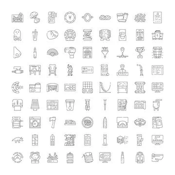 Collection of linear icons representing design elements for web 스톡 일러스트