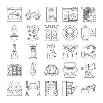 Collection of linear icons representing diverse activities and tools Illustration