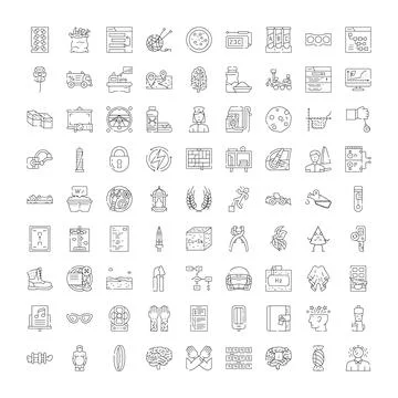 Collection of linear icons representing diverse concepts Stock Illustration