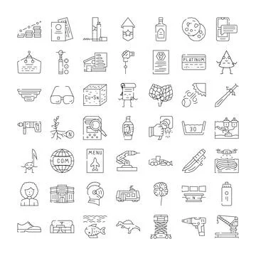 Collection of linear icons representing diverse concepts 스톡 일러스트