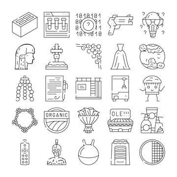 Collection of linear icons representing diverse concepts 스톡 일러스트