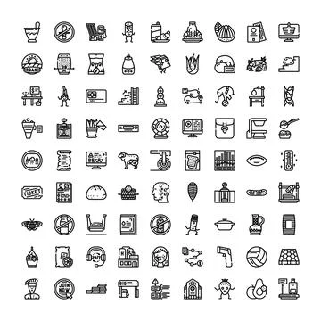 Collection of linear icons representing diverse concepts Illustrazione stock