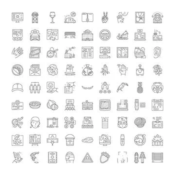 Collection of linear icons representing diverse concepts Illustrazione stock