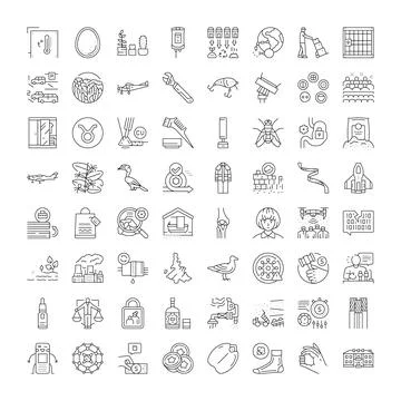 Collection of linear icons representing diverse concepts Stockillustratie