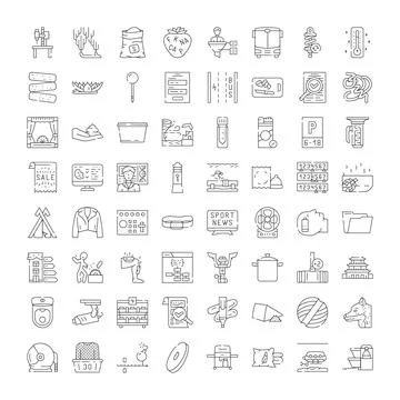Collection of linear icons with various concepts Ilustración de archivo