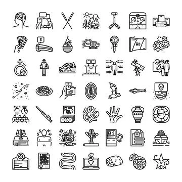 Collection of linear icons with various concepts 库存插图