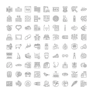 Collection of linear icons with various concepts Stockillustratie