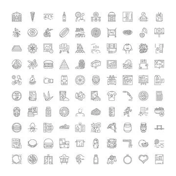Collection of linear icons with various concepts Illustrazione stock