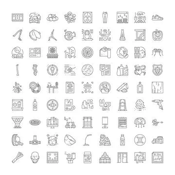 Collection of linear icons for various concepts Stock Illustration