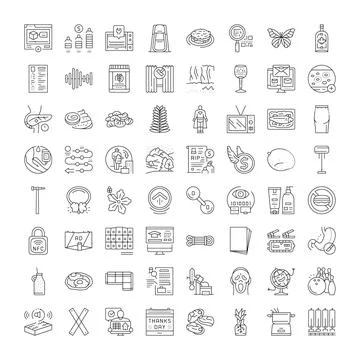 Collection of linear icons for web and application design Stock Illustration