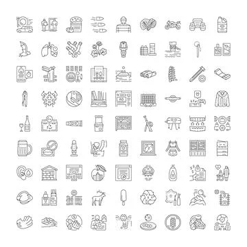 Collection of linear icons for web design elements Stock Illustration