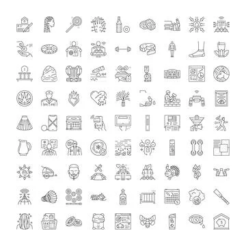 Collection of linear icons for web design and ui Stock Illustration