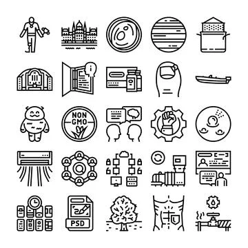 Collection of linear icons for web design and app development Stock Illustration