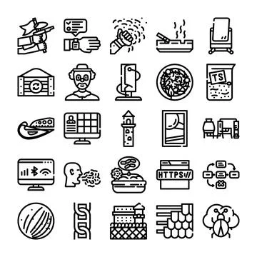 Collection of linear icons for web mobile applications 스톡 일러스트