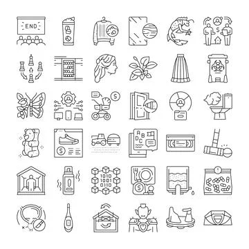 Collection of linear infographic vector icons Stock Illustration