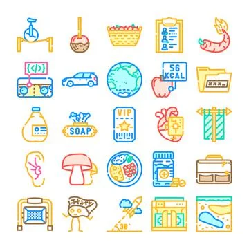 Collection of linear lifestyle and technology icons Stock Illustration