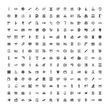 Collection of linear outline icons for design Illustrazione stock