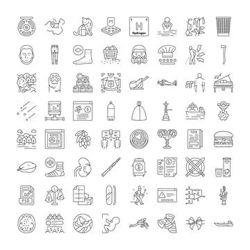 Collection of linear outline icons for web and ui Stock Illustration