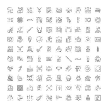 Collection of linear outline icons for web interface Illustrazione stock