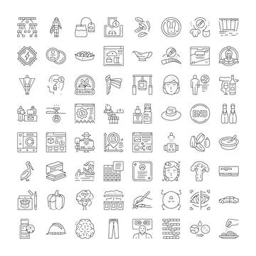 Collection of linear outline symbols for web and business イラスト素材