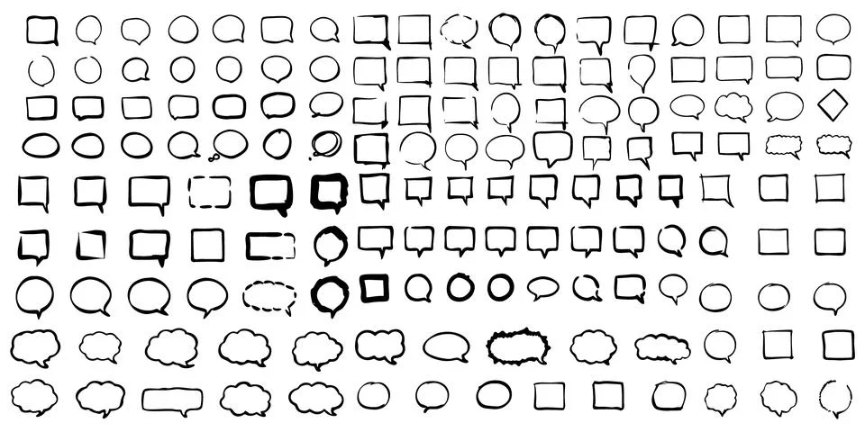 Collection of linear speech chat bubbles round shapes Stock Illustration