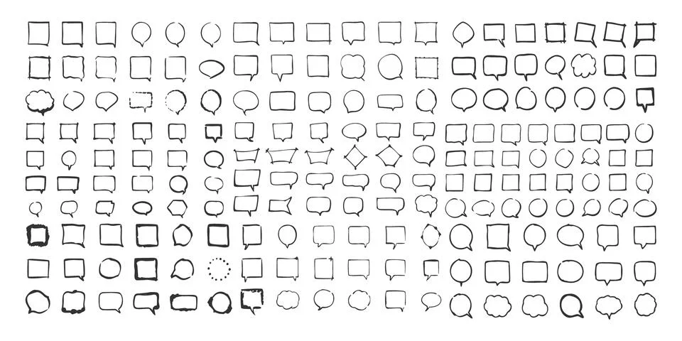 Collection of linear speech chat bubbles round shapes Stock Illustration