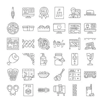 Collection of linear style graphic design objects and symbols イラスト素材