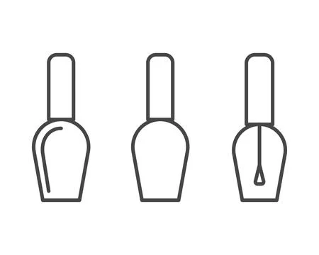 Collection linear vector graphic icons of beauty in the form of nail polish.. Stock Illustration