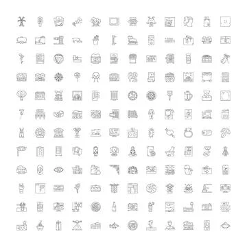 Collection of linear vector icons design set Illustrazione stock