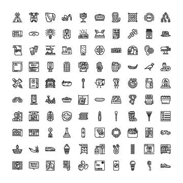 Collection of linear vector icons for design projects Stock Illustration
