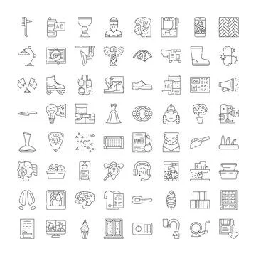 Collection of linear vector icons illustrating diverse concepts Illustrazione stock