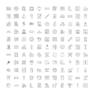 Collection of linear web design and user interface icons 스톡 일러스트