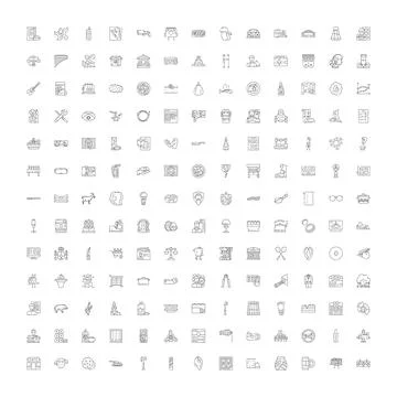 Collection of linear web icons and symbols set Stock Illustration