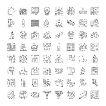 Collection of linear web icons and symbols set Stock Illustration