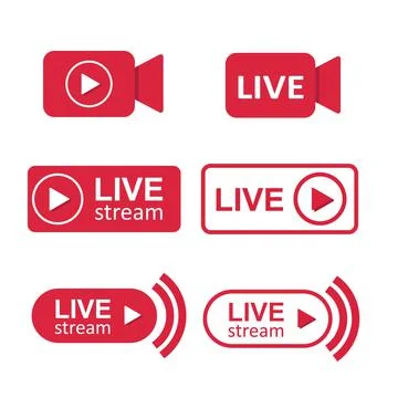 Collection of live stream logo Stock Illustration