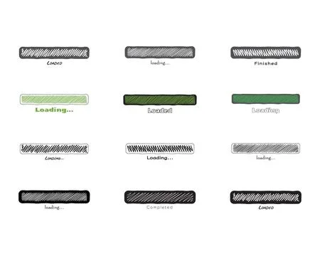 Collection Loading bar status icon. Vector illustration. Set of vector load.. Stock Illustration