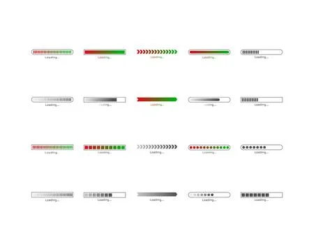 Collection Loading bar status icon. Vector illustration. Set of vector loaded Stock Illustration