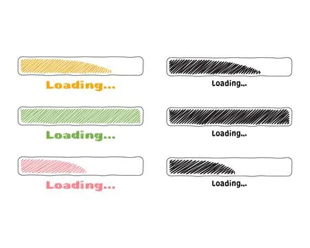 Collection Loading bar status icon. Vector illustration. Set of vector load.. Ilustración de archivo